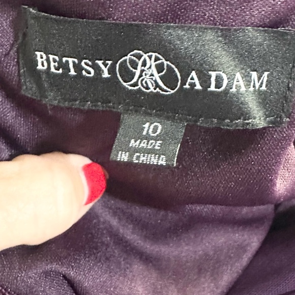 Betsy & Adam Kylie V-Neck Embroidered Chiffon Gown in Plum Purple Size 10 NWT - Picture 5 of 8